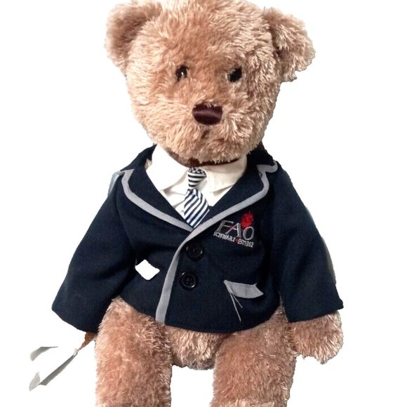 FAO 2013 F A O Schwarz Prep Jacket Tie 12" Plush Teddy Bear Stuffed Animal Doll - Picture 2 of 5